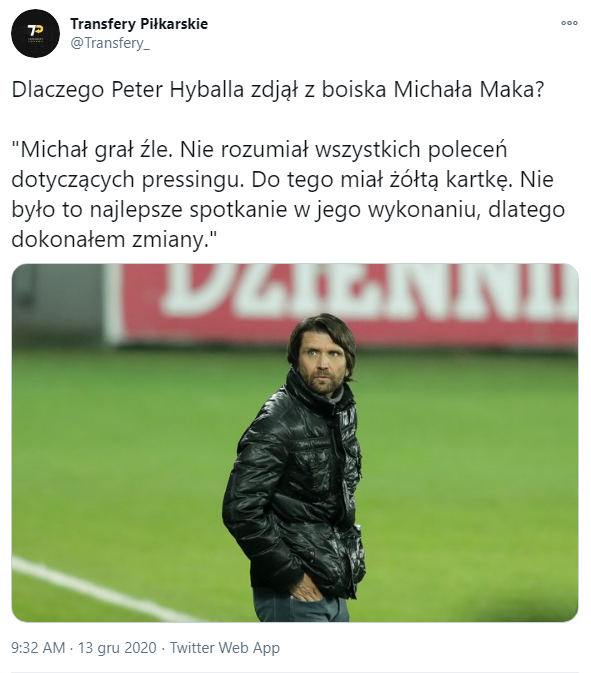 Dlatego Hyballa ZDJĄŁ z boiska Michała Maka!